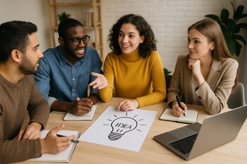Masa ətrafında növbəti tədbir ideyasını müzakirə edən komanda