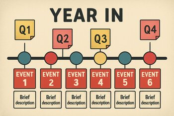 İl üzrə tədbirlərin qeyd olunduğu divar timeline lövhəsi