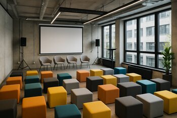 Modern event hub mərkəzində modul oturacaqlı tədbir məkanı