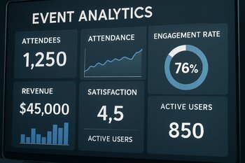 Event analitika dashboard ekranının yaxın görünüşü