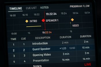 Event control ekranında gün üzrə proqram timeline xətti