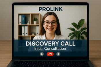 Noutbuk ekranında ProLink ilə onlayn discovery call