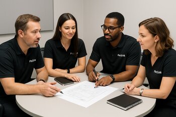 Toplantı otağında ProLink komandası ilə qısa brifinq