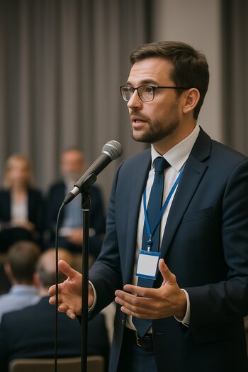 Panel müzakirəsi zamanı sual verən iştirakçı