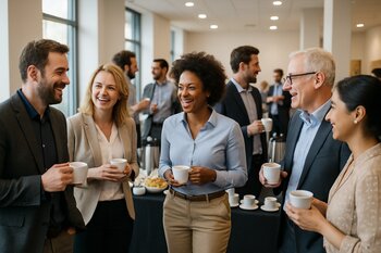 Tədbirdən sonra coffee zonasında söhbət edən iştirakçılar