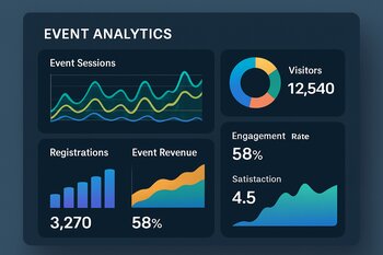 Ekranda tədbir analitika qrafikləri və göstəricilər