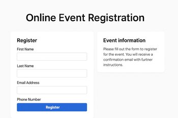 Event qeydiyyatı üçün onlayn registration səhifəsi