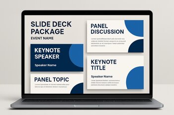 Noutbukda event üçün hazırlanmış slayd paketi