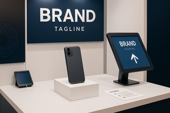 Event məkanda brend stendinin yaxından görünüşü