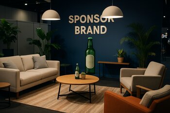 Sponsor brendi üçün rahat oturacaqlı lounge zona